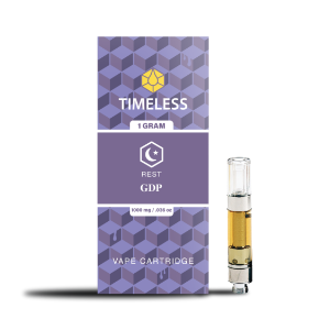 A photograph of Timeless Cartridge (Rest) 1g Grand Daddy Purp