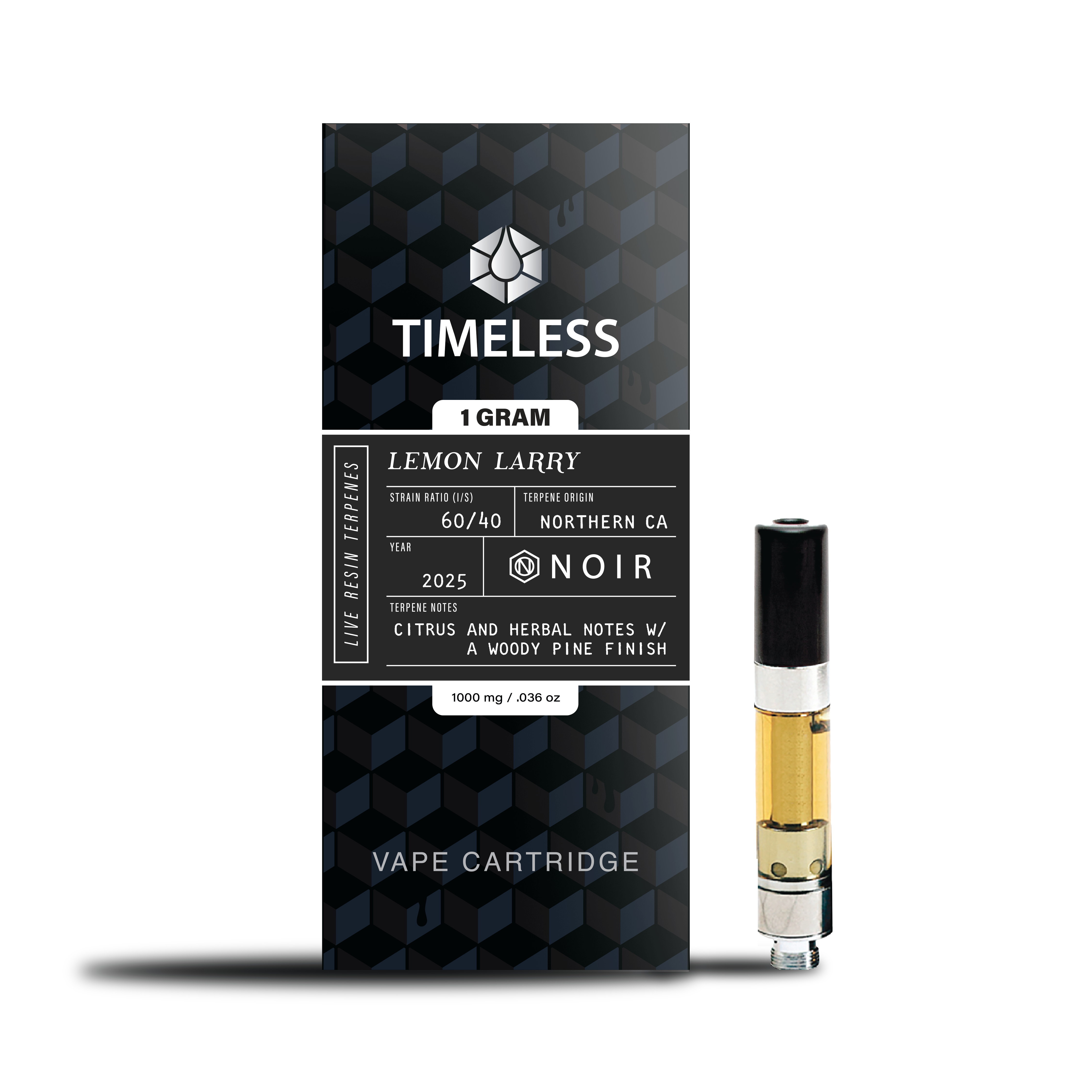 A photograph of Timeless Cartridge Noir 1g Lemon Larry