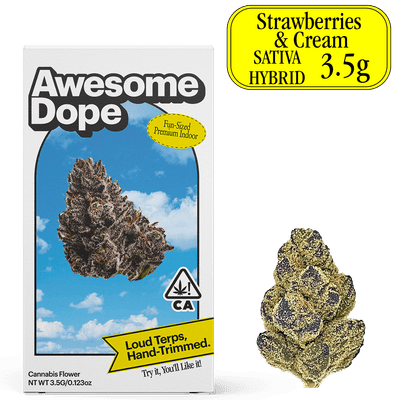 Awesome Dope Indoor Flower 3.5g Sativa Hybrid Strawberries & Cream