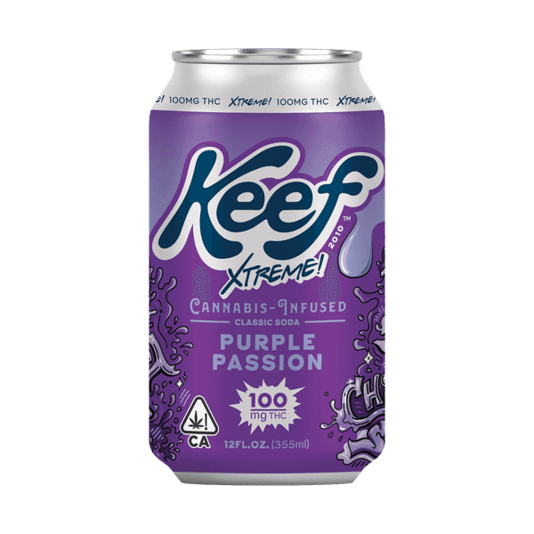 A photograph of Keef 100mg Purple Passion Xtreme Classic Soda 12oz