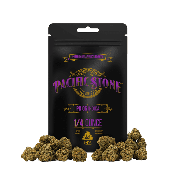 A photograph of Pacific Stone Flower 7.0g Pouch Indica PR OG