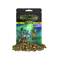 A photograph of Time Machine Flower 7g Indica PR OG