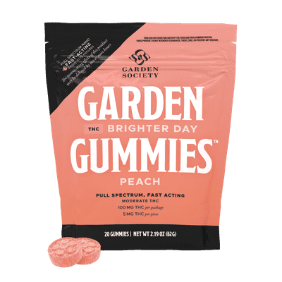 Garden Society Gummy Sativa Peach 100mg 20pk