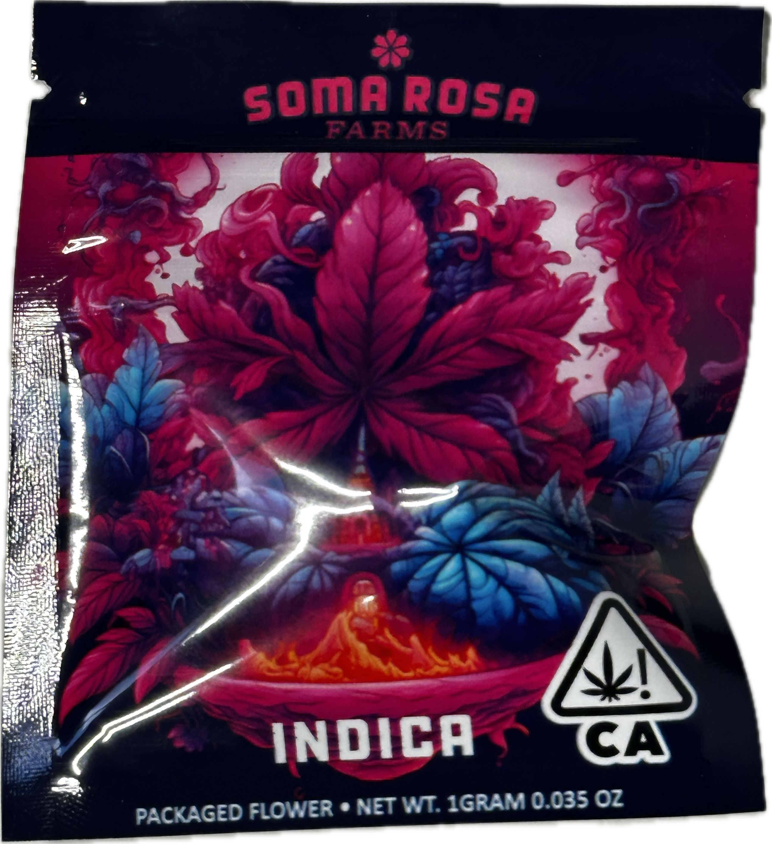 A photograph of Soma Rosa Flower 1g Indica Pave