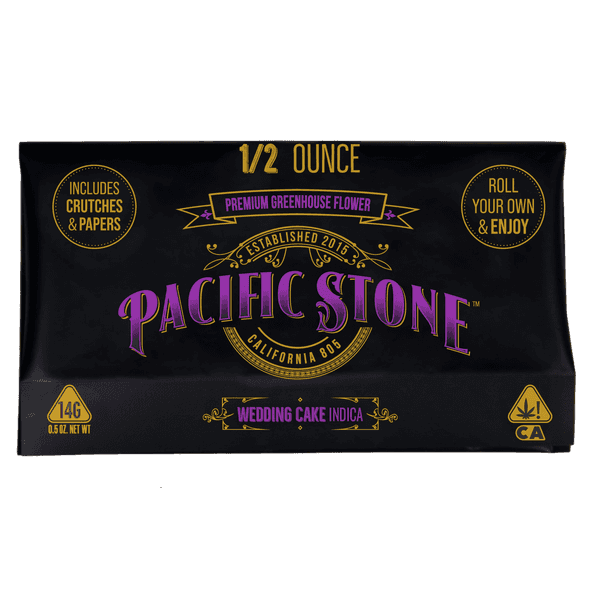 A photograph of Pacific Stone Roll Your Own Sugar Shake 14.0g Pouch Indica Wedding Cake