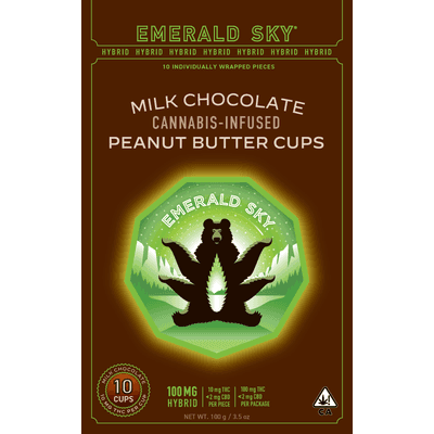 Emerald Sky Peanut Butter Cups 10ct 100mg Hybrid Milk Chocolate 10ct