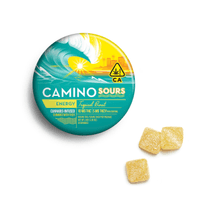 A photograph of Camino Sours Gummies Tropical Burst THCv 2:1