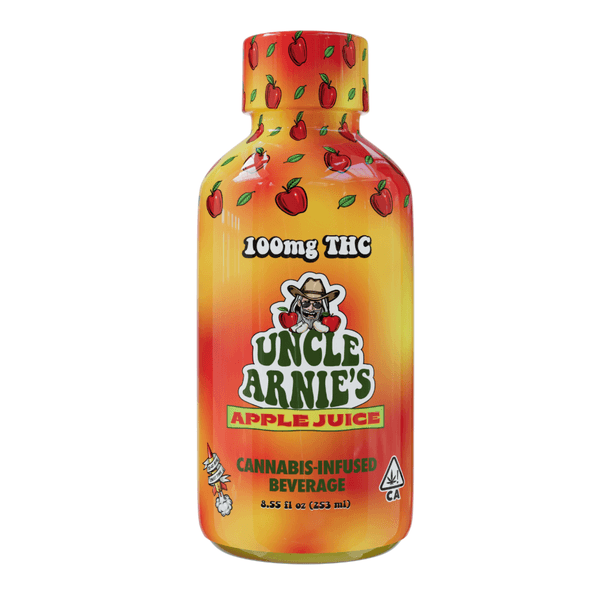 A photograph of Uncle Arnie's Beverage 8oz Smacking Apple 100mg THC 12pk