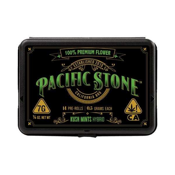 A photograph of Pacific Stone Preroll 0.5g Hybrid Kush Mints 14-Pack 7.0g