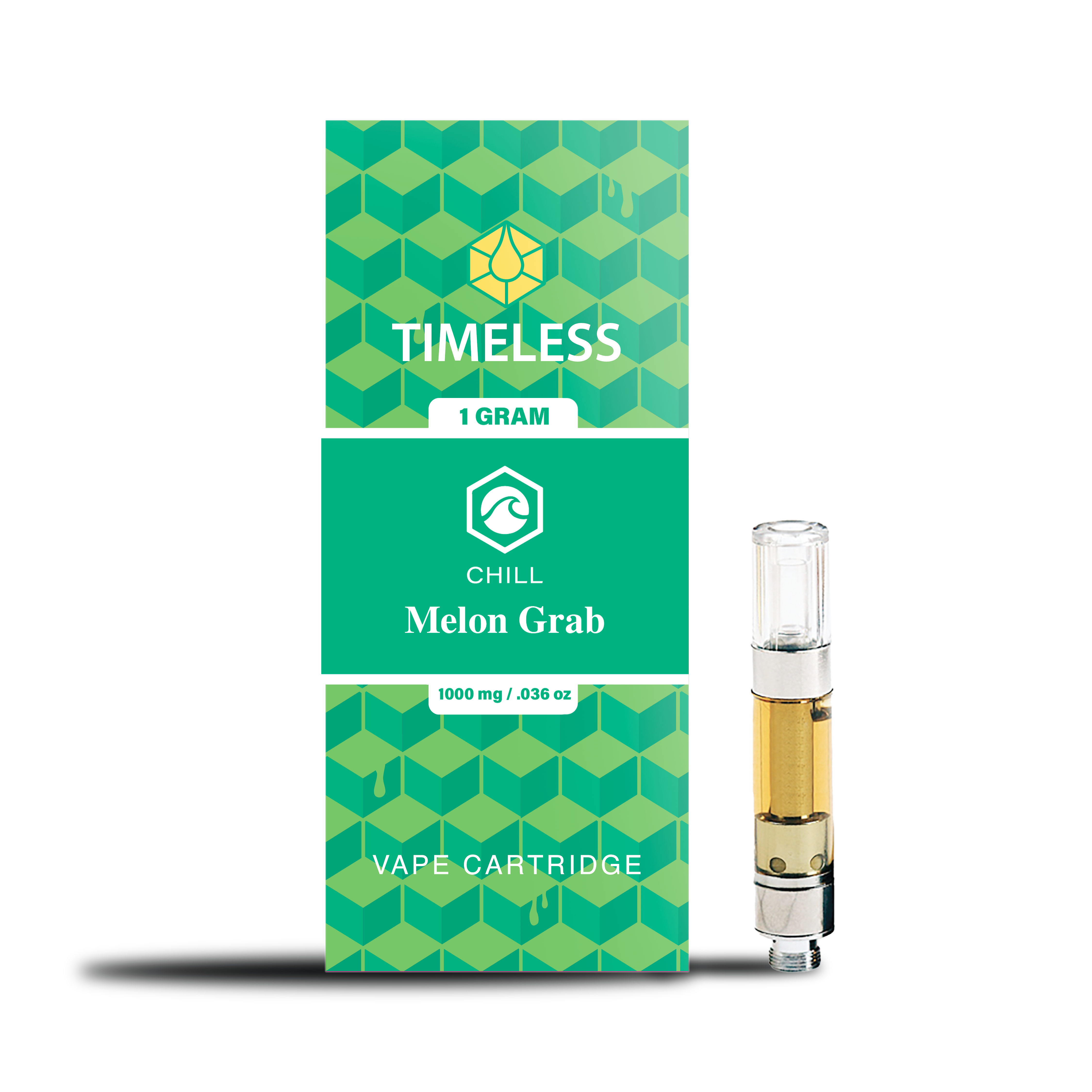 A photograph of Timeless Cartridge (Chill) 1g Melon Grab