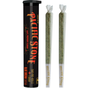 A photograph of Pacific Stone Preroll 0.5g Sativa Blue Dream 2-Pack 1.0g