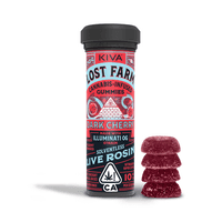 A photograph of Lost Farm Gummies Dark Cherry Illuminati OG Rosin