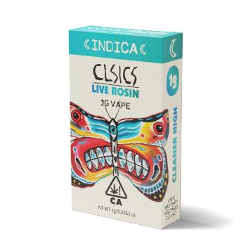 A photograph of CLSICS Live Rosin Cartridge 1g Indica Dark Side Of The Berry
