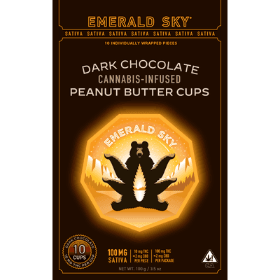 Emerald Sky Peanut Butter Cups 10ct 100mg Sativa Dark Chocolate