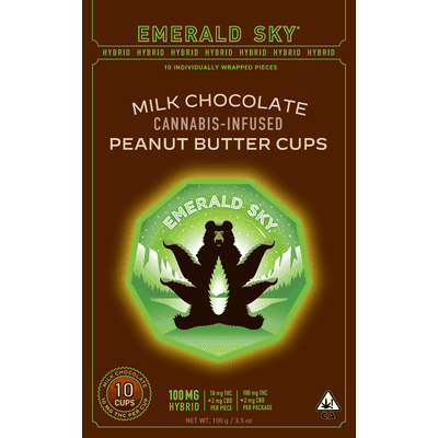 Emerald Sky Peanut Butter Cups 10ct 100mg Hybrid Milk Chocolate