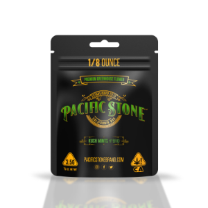 A photograph of Pacific Stone Flower 3.5g Pouch Hybrid Kush Mints