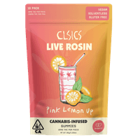 A photograph of CLSICS Live Rosin Gummies Hybrid Pink Lemon Up