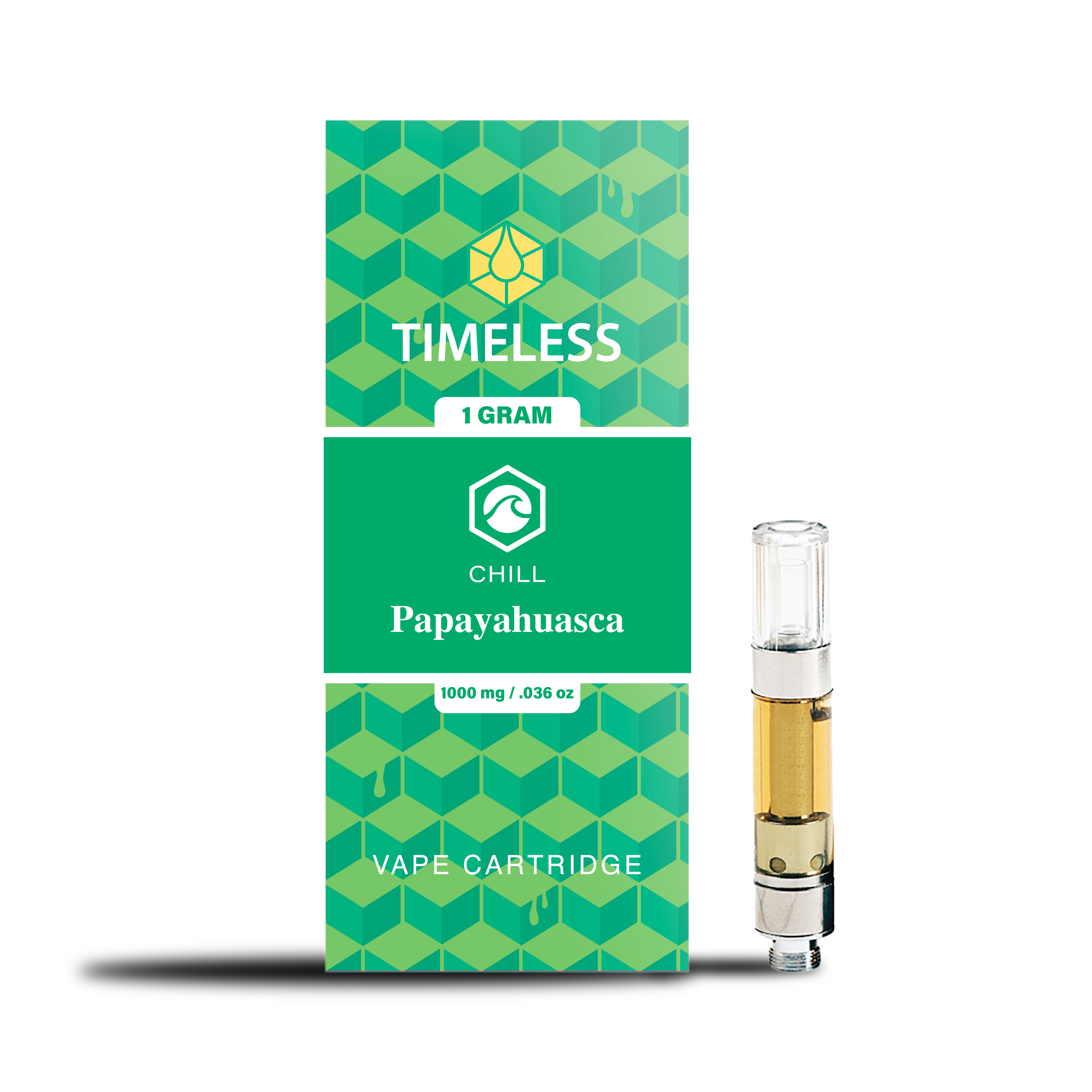 A photograph of Timeless Cartridge Chill 1g Hybrid Papayahuasca