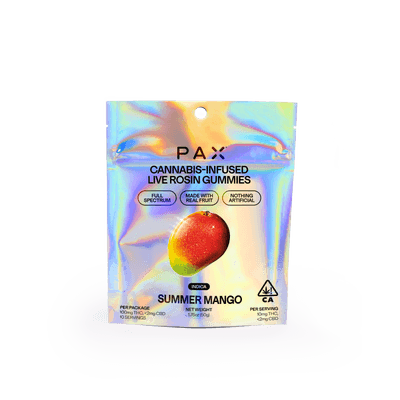 PAX Live Rosin Gummies Indica Summer Mango