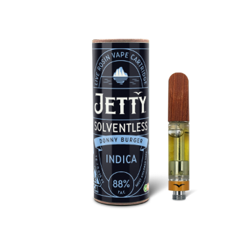 A photograph of Jetty Cartridge OCAL 1g Solventless Donny Burger