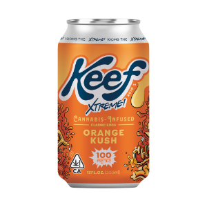 A photograph of Keef 100mg Orange Kush Xtreme Classic Soda 12oz