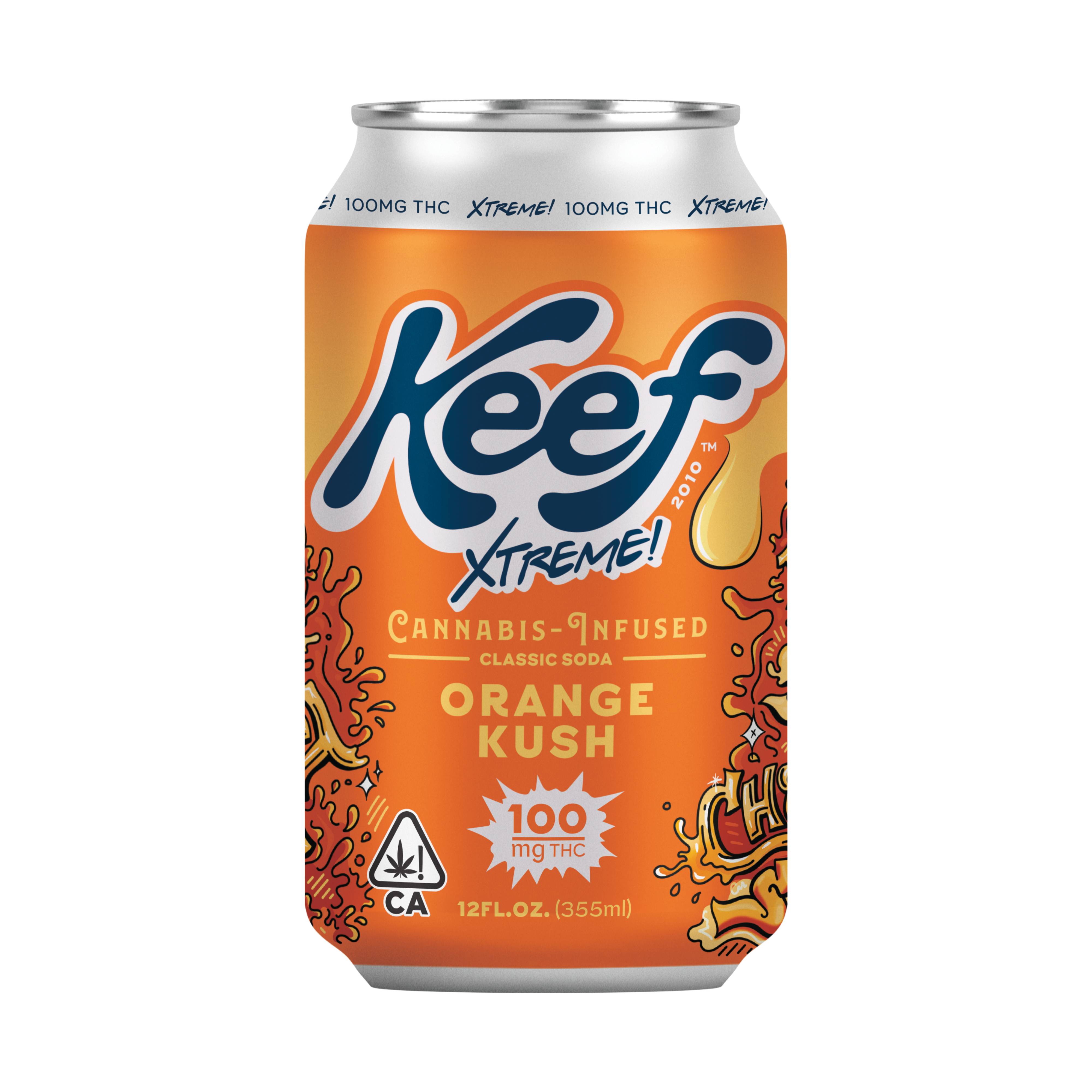 A photograph of Keef 100mg Orange Kush Xtreme Classic Soda 12oz