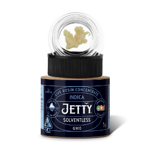 A photograph of Jetty Live Rosin OCAL 1g Solventless GMO