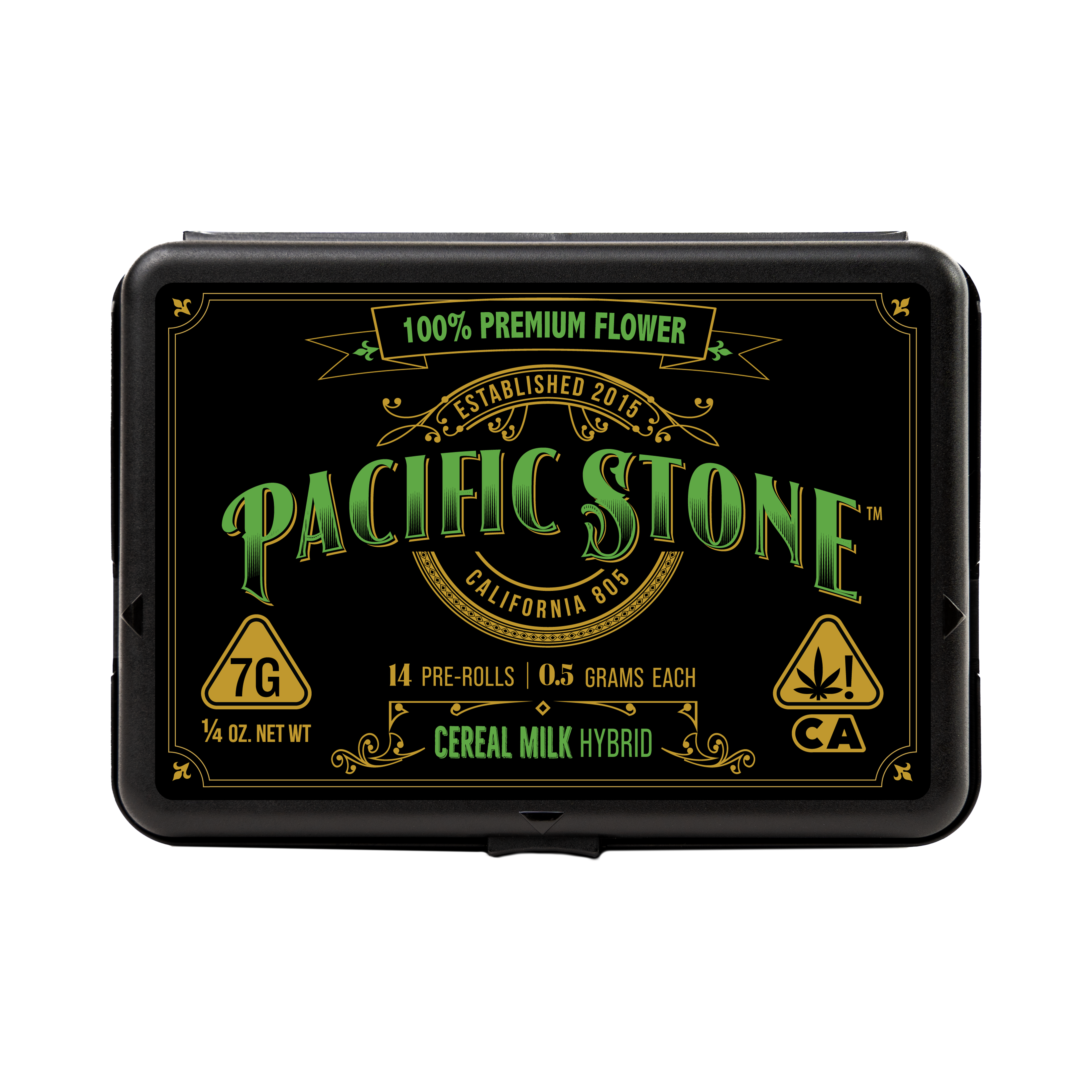 A photograph of Pacific Stone Preroll 0.5g Hybrid Cereal Milk 14-Pack 7.0g