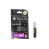 A photograph of Solis Diamond Enhanced Cartridge 1g Indica Purple Lotus