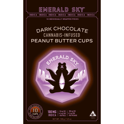 Emerald Sky Peanut Butter Cups 10ct 100mg Indica Dark Chocolate