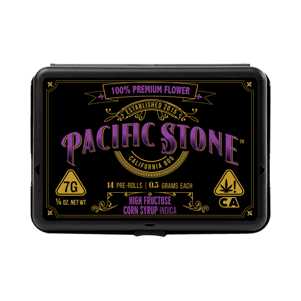 A photograph of Pacific Stone Preroll 0.5g Indica High Fructose Corn Syrup 14-Pack 7.0g