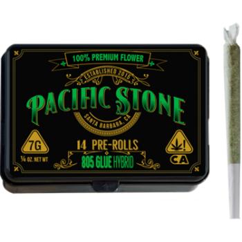 A photograph of Pacific Stone Preroll 0.5g Hybrid 805 Glue 14-Pack 7.0g