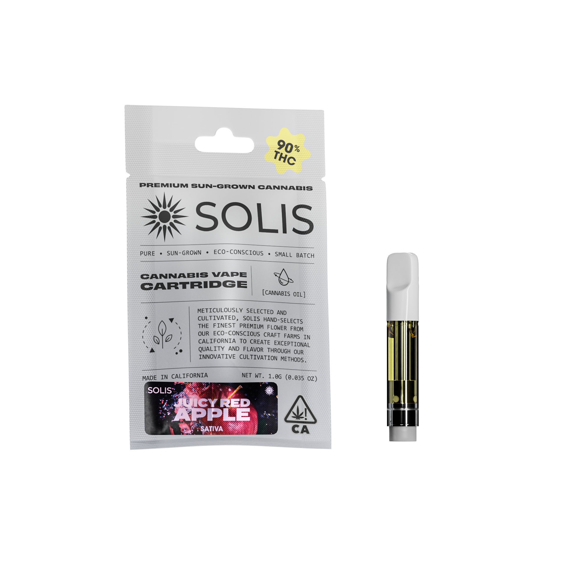 A photograph of Solis Cartridge 1g Sativa Juicy Red Apple