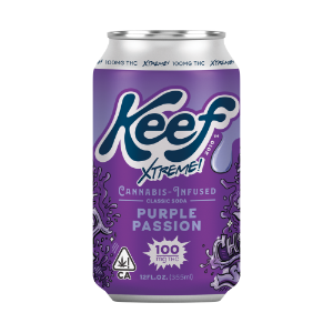 A photograph of Keef 100mg Purple Passion Xtreme Classic Soda 12oz