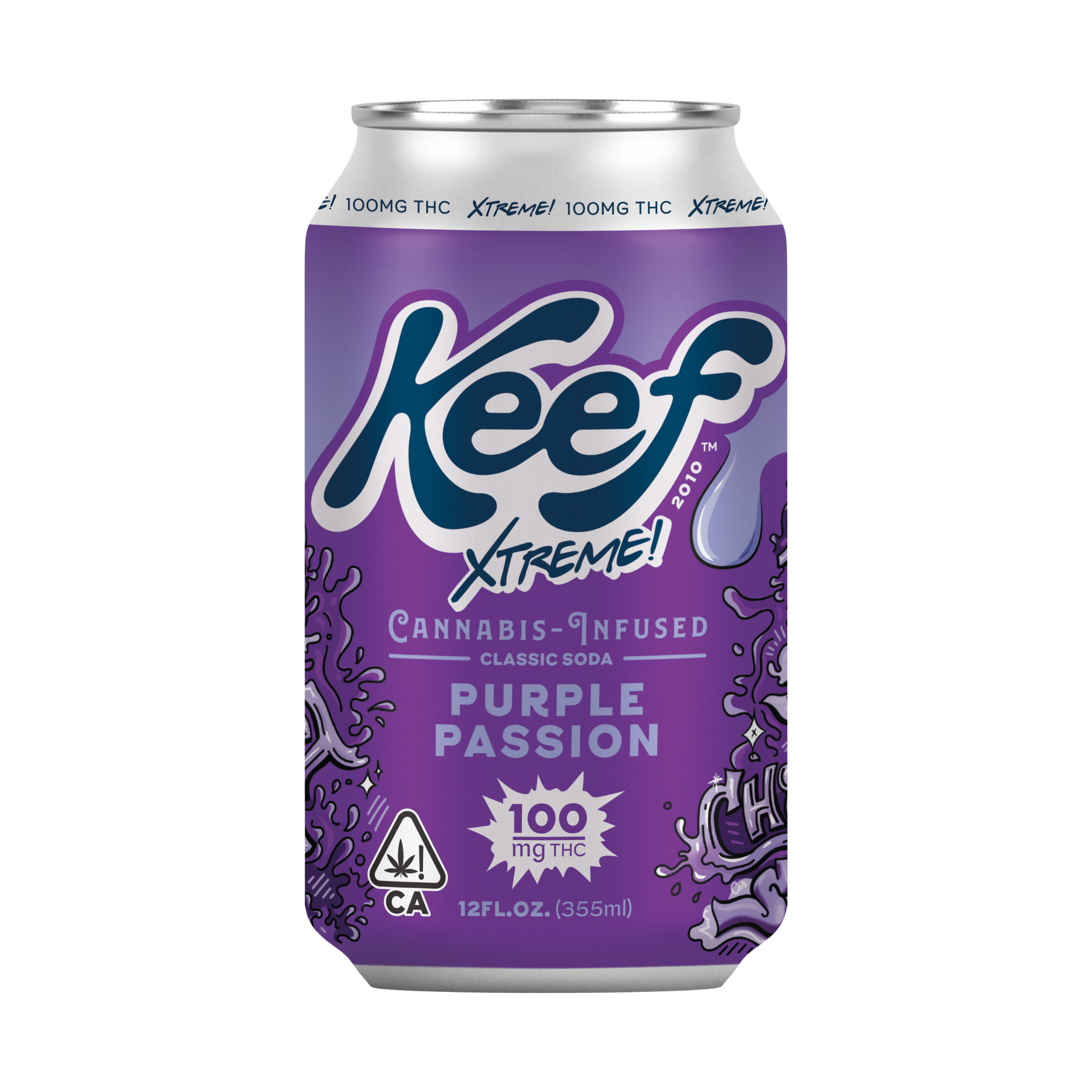 A photograph of Keef 100mg Purple Passion Xtreme Classic Soda 12oz