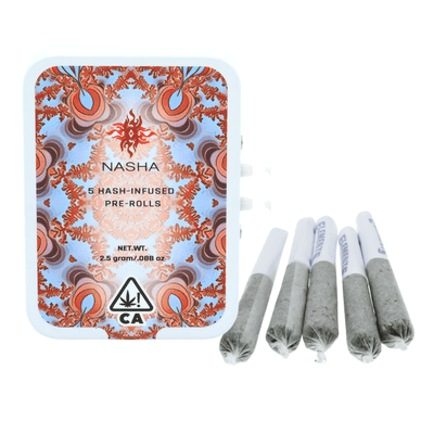 Nasha 5pk Hash Infused Preroll Indica Hybrid Chem&Cake x GovernMint Oasis