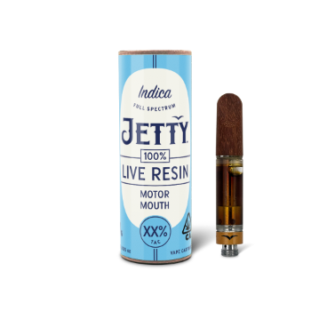 A photograph of Jetty Cartridge 1g Unrefined LR Motor Mouth