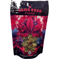 A photograph of Soma Rosa Flower 28g Indica Blueberry x Gelonade