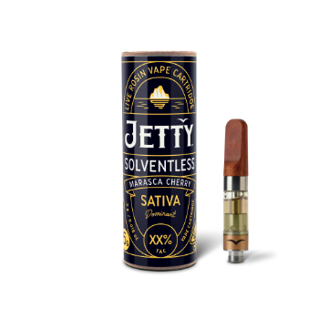 A photograph of Jetty Cartridge 0.5g Solventless Marasca Cherry