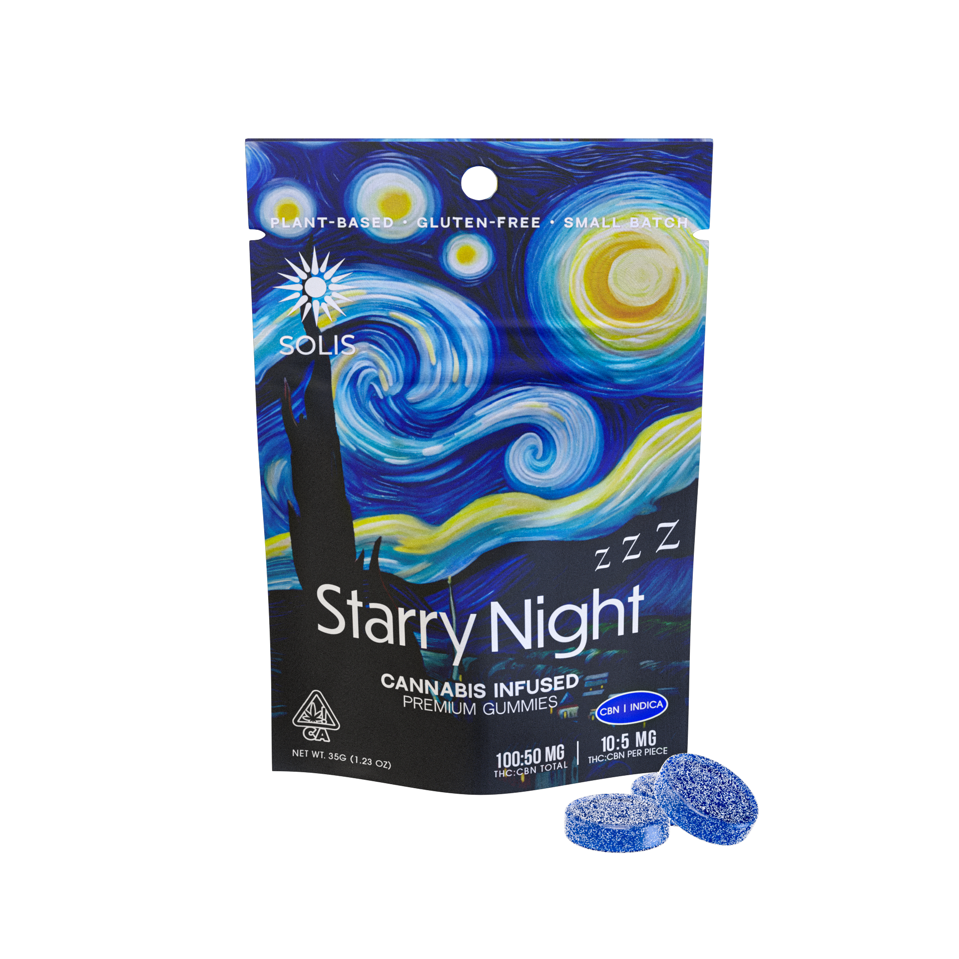 A photograph of Solis Gummies Indica Starry Night 10pk