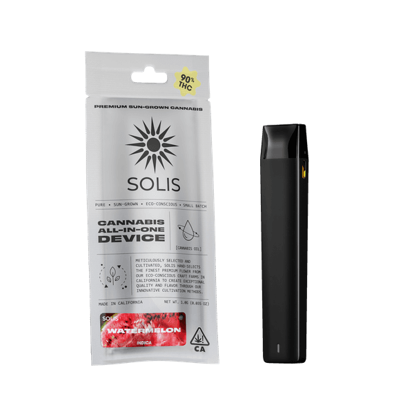 A photograph of Solis All-In-One Vape 1g Indica Watermelon