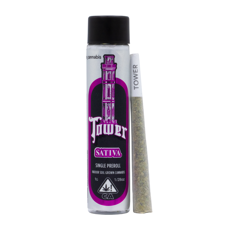 A photograph of Source Preroll Tower 1g Sativa White Fire 1pk