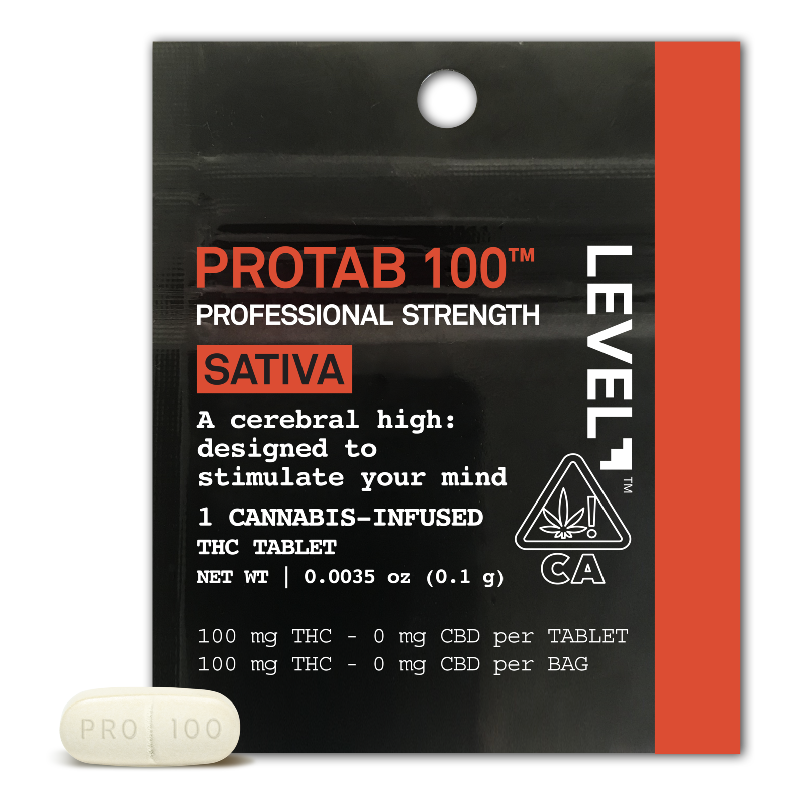 A photograph of Level Protab 100 Sativa 1-Piece