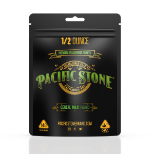 A photograph of Pacific Stone Flower 14.0g Pouch Hybrid Cereal Milk (8ct)