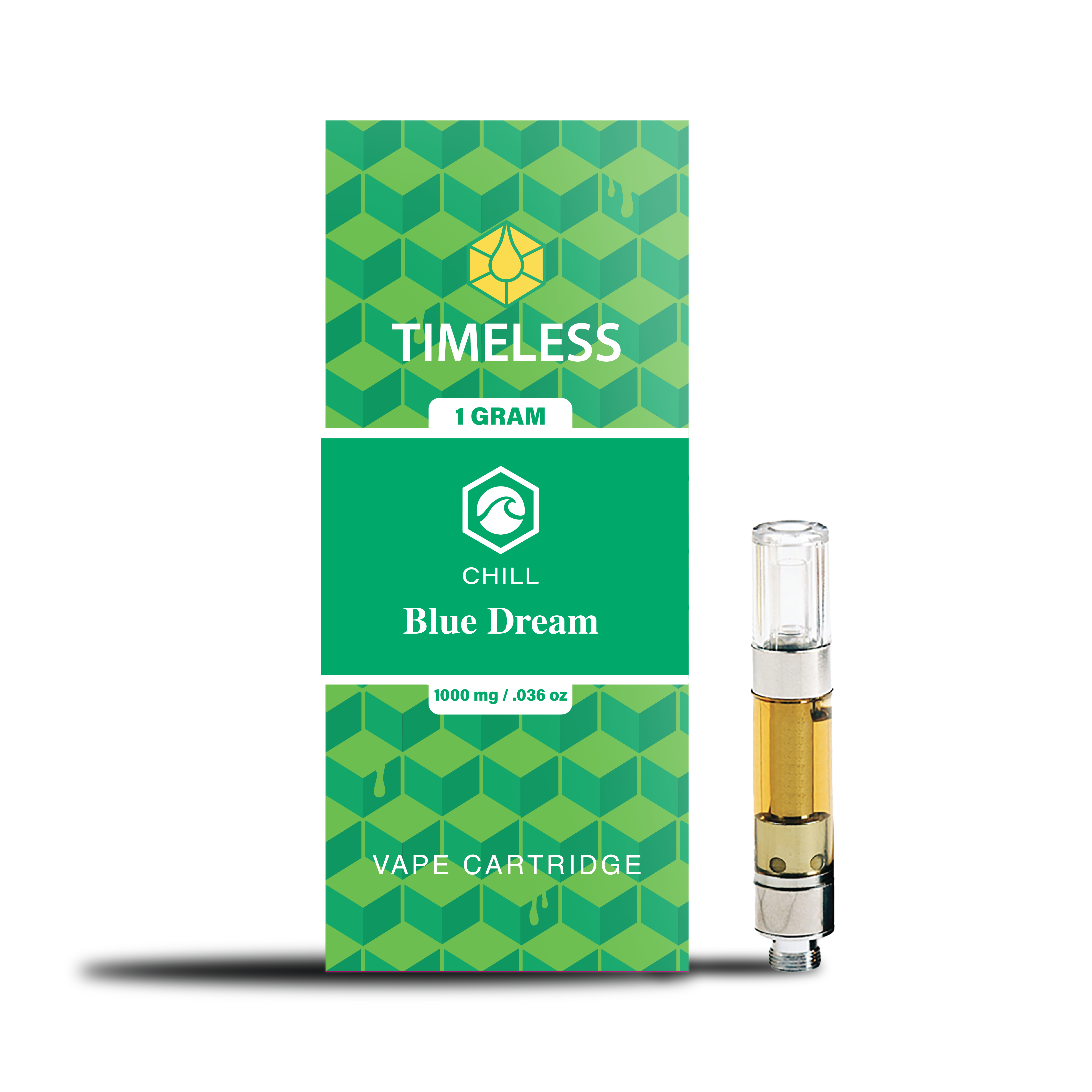 A photograph of Timeless Cartridge Chill 1g Hybrid Blue Dream