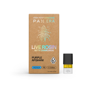 A photograph of PAX Live Rosin Pod 1g Indica Purple Afghani