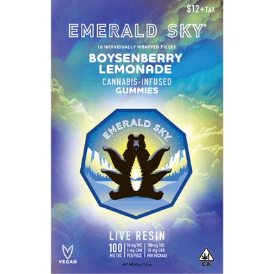 Emerald Sky Live Resin Gummies 10ct 100mg Boysenberry Lemonade