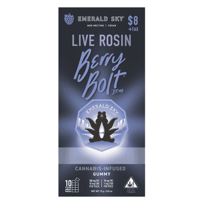 Emerald Sky Rosin Gummies 1ct 100mg Indica Berry Bolt 48pk