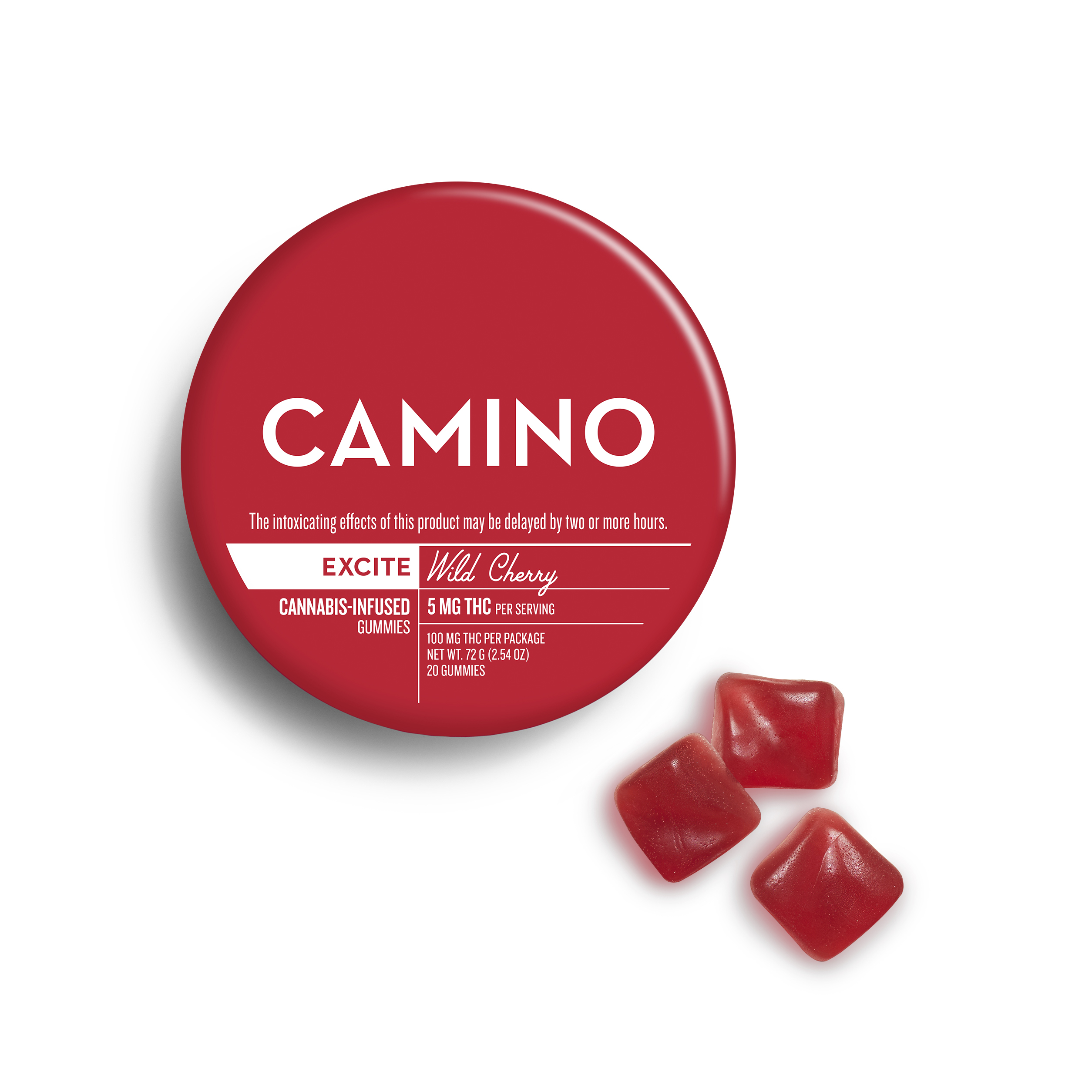 A photograph of Camino Gummies Wild Cherry