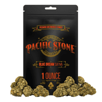 A photograph of Pacific Stone Flower 28.0g Pouch Sativa Blue Dream 4ct